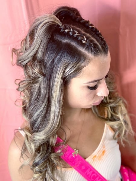 Image of  Boho Chic Braid, Hairstyles, Women's Hair, Braids (African American), Curly, Beachy Waves, Hair Color, Highlights