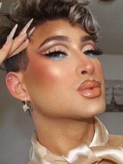 View Brown, Gold, Look, Evening, Glam Makeup, Makeup, Daytime, Colors, Blue, Glitter - Damian Cajide, Houston, TX