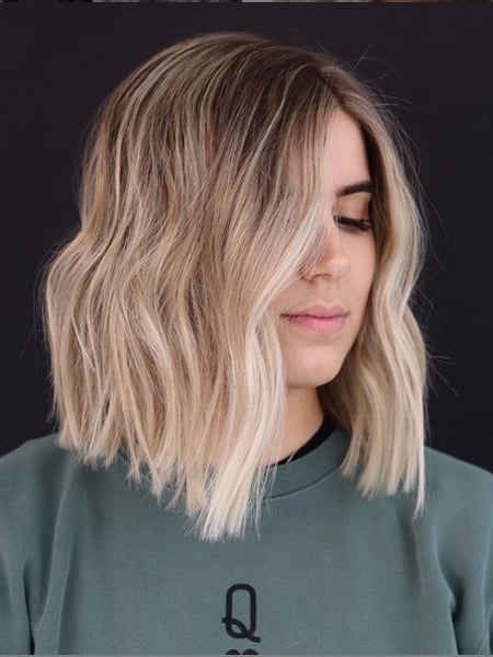 Image of  Women's Hair, Color Correction, Hair Color, Shoulder Length, Hair Length, Layered, Haircuts, Beachy Waves, Hairstyles