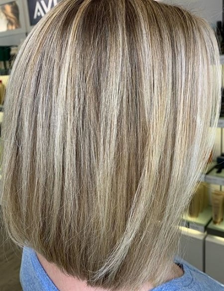Image of  Women's Hair, Blonde, Hair Color, Balayage, Shoulder Length, Hair Length, Bob, Haircuts, Straight, Hairstyles