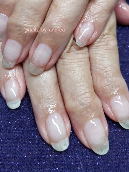 Image of  Nails, Manicure, Gel, Nail Finish, Short, Nail Length, Clear, Nail Color, Oval, Nail Shape