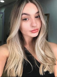 View Women's Hair, Balayage, Hair Color, Blonde, Brunette, Fashion Color, Foilayage, Long, Hair Length, Beachy Waves, Hairstyles, Straight - Angelica Donzelli, London, OH