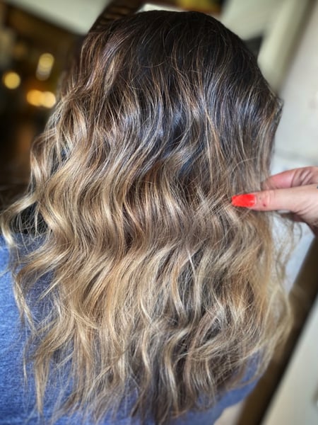 Image of  Women's Hair, Balayage, Hair Color, Blonde, Brunette, Foilayage, Highlights, Curly, Haircuts, Beachy Waves, Hairstyles, Curly, Bridal