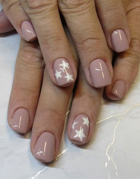 Image of  Nails, Manicure, Pastel, Nail Color, Pink, White, Short, Nail Length, Square, Nail Shape, Accent Nail, Nail Style