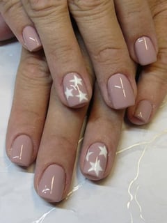 View Manicure, Nail Style, Accent Nail, Nail Shape, Square, Nail Length, Short, White, Pink, Nail Color, Pastel, Nails - Cassandra , Las Vegas, NV