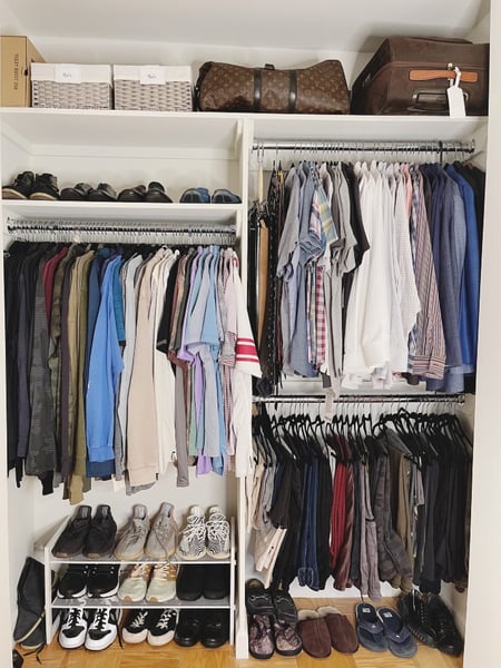 Image of  Professional Organizer, Home Organization, Bedroom, Storage, Master Closet, Closet Organization, Hanging Clothes, Shoe Shelves, Folded Clothes