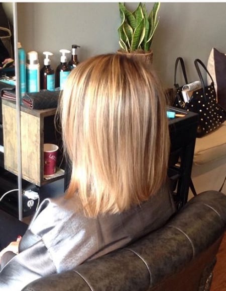 Image of  Women's Hair, Highlights, Hair Color, Blonde, Shoulder Length, Haircuts, Straight, Hairstyles