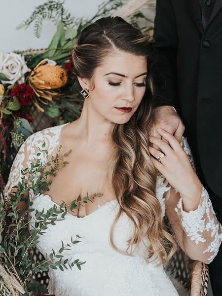 Image of  Updo, Hairstyles, Women's Hair, Boho Chic Braid, Beachy Waves, Curly, Bridal, Natural, Airbrush, Technique, Makeup, Bridal, Look, Glam Makeup