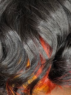 View Silk Press, Smoothing , Natural Hair, Curls, Hairstyle, Beachy Waves, Hair Length, Shoulder Length Hair, Red, Fashion Hair Color, Hair Color, Women's Hair - Golda-Ann Newton, Palmyra, NJ