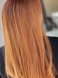View Women's Hair, Red, Hair Color, Long, Hair Length, Blunt, Haircuts, Straight, Hairstyles, Permanent Hair Straightening - Sheri Lillich, Columbia, MO