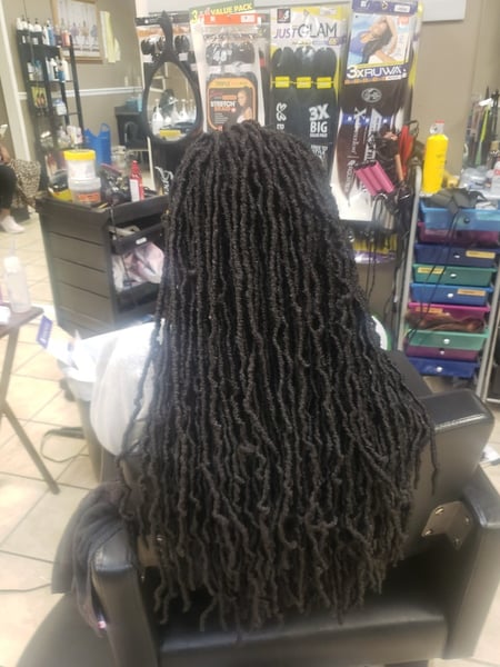 Image of  Women's Hair, Blowout, Hair Color, Hair Length, Short Ear Length, Pixie, Short Chin Length, Haircuts, Blunt, Bob, Braids (African American), Hairstyles, Hair Extensions, Protective, Weave, Silk Press, Permanent Hair Straightening, Perm Relaxer, Perm, Hair Restoration