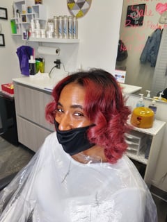 View Red, Fashion Color, Permanent Hair Straightening, Women's Hair, Hair Color, Full Color, Silk Press - Michele Moon, Indianapolis, IN
