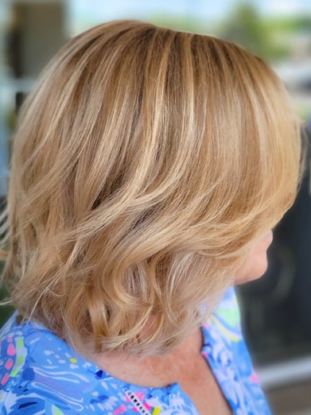 Image of  Haircuts, Blonde, Balayage, Women's Hair, Hair Color, Layered, Hair Length, Shoulder Length