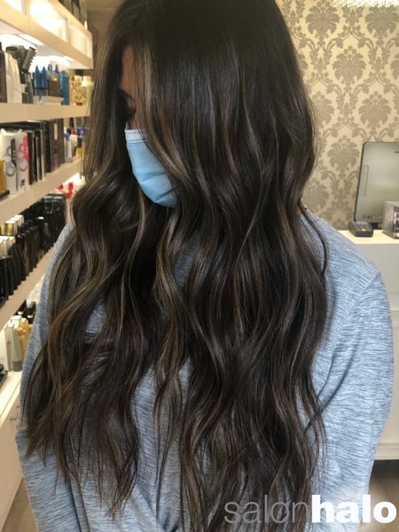 Image of  Women's Hair, Balayage, Hair Color, Brunette, Beachy Waves, Hairstyles