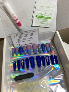 View Nail Length, Nail Finish, Manicure, Blue, Glass, Clear, Glitter, Nail Color, Jeweled, Hand Painted, 3D, Mix-and-Match, Ombré, Nail Art, Nail Style, Short, XXL, XL, Long, Nails, Medium, Ballerina, Nail Shape, Gel - Sumptuous Mani Pedi, Charlotte, NC