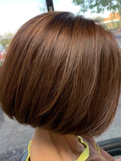 View Women's Hair, Hair Color, Brunette, Full Color, Hair Length, Short Chin Length, Bob, Haircuts, Blunt, Straight, Hairstyles - Cae Andrews, Henderson, NV