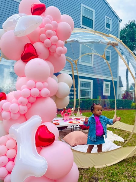 Image of  Balloon Decor, Arrangement Type, Balloon Garland, Event Type, Birthday, Baby Shower, Wedding, Holiday, Valentine's Day, Colors, Pink, Accents, Flowers