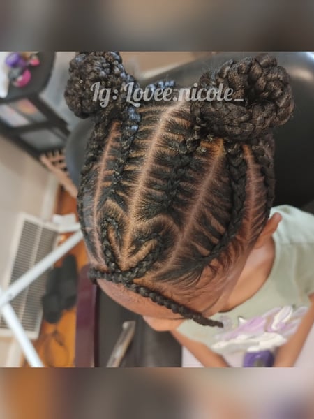 Image of  Kid's Hair, Girls, Haircut, French Braid, Hairstyle, Protective Styles, Updo, Braiding (African American)