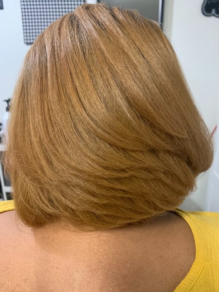 Image of  Bob, Haircuts, Women's Hair, Silk Press, Permanent Hair Straightening, Blonde, Hair Color, Shoulder Length, Hair Length