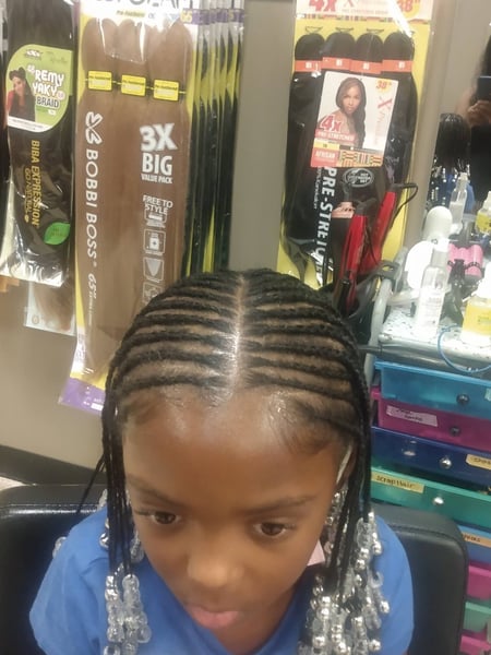 Image of  Girls, Haircut, Kid's Hair, Hairstyle, Mohawk, French Braid, Braiding (African American), Locs, Protective Styles