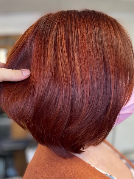 Image of  Women's Hair, Red, Hair Color, Short Chin Length, Hair Length, Bob, Haircuts, Layered, Straight, Hairstyles