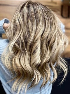 View Layered, Shoulder Length, Hair Length, Long, Balayage, Hair Color, Blonde, Hairstyles, Beachy Waves, Women's Hair, Haircuts - Lindsey, Westminster, CO