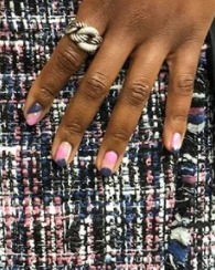 Image of  Nails, Black, Nail Color, Pink, Acrylic, Nail Finish, Short, Nail Length, Almond, Nail Shape