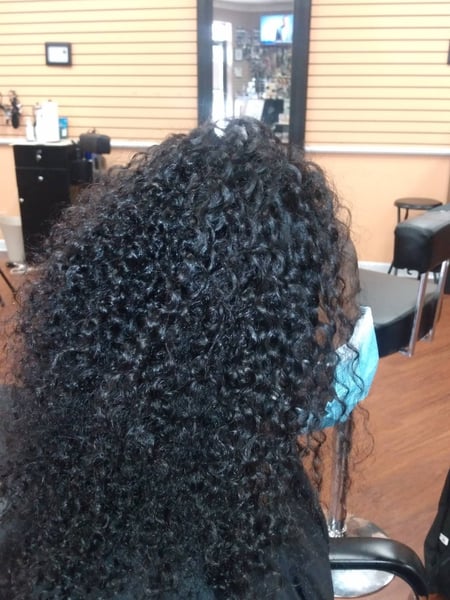 Image of  Short Ear Length, Hair Length, Women's Hair, Pixie, Short Chin Length, Shaved, Haircuts, Bangs, Bob, Blunt, Curly, Layered, Blowout, Hairstyles, Locs, Weave, Protective, Wigs, Braids (African American), Hair Extensions, Natural, Straight, Silk Press, Permanent Hair Straightening, Perm Relaxer, Perm