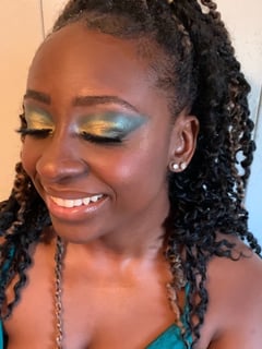 View Makeup, Black Brown, Skin Tone, Evening, Look, Green, Colors, Gold - Crystal E Lopez, New York, NY