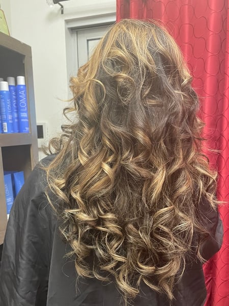 Image of  Hair Extensions, Hairstyles, Women's Hair, Curly, Blonde, Hair Color, Brunette, Foilayage