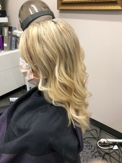 View Women's Hair, Hair Color, Blonde, Highlights, Shoulder Length, Hair Length, Layered, Haircuts, Beachy Waves, Hairstyles - Julie Roohi, Wake Forest, NC