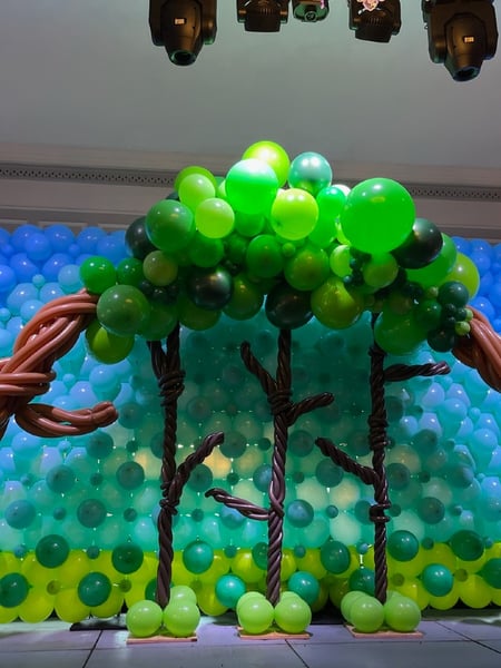 Image of  Balloon Decor, Arrangement Type, Balloon Wall, Balloon Composition, Event Type, Graduation, Holiday, Corporate Event, Colors, Blue, Green, Brown, School Pride
