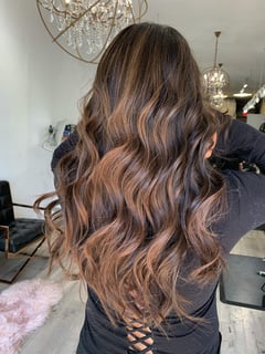 View Long Hair (Upper Back Length), Hair Color, Women's Hair, Blowout, Foilayage, Hair Extensions, Hairstyle, Beachy Waves, Hair Length - Lene, Cranford, NJ
