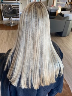 View Women's Hair, Straight, Hairstyles, Blonde, Hair Color, Haircuts, Blunt, Highlights, Long, Hair Length - Jess Marsh, Knoxville, TN