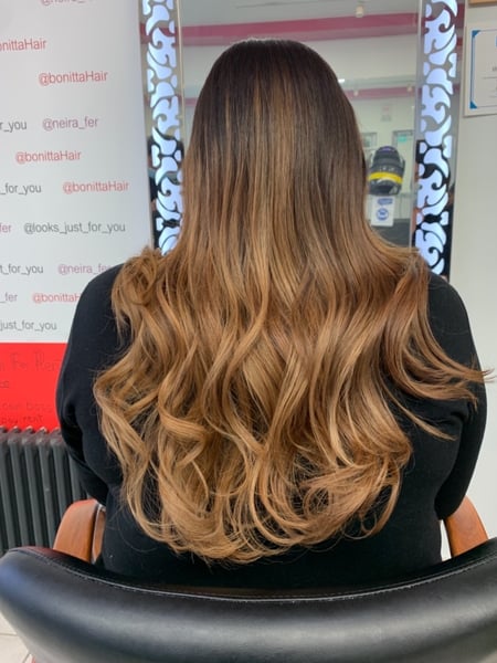 Image of  Women's Hair, Blowout, Hair Color, Balayage, Black, Blonde, Brunette, Color Correction, Fashion Color, Foilayage, Full Color, Highlights, Ombré, Red, Silver, Hair Length, Short Ear Length, Pixie, Short Chin Length, Shoulder Length, Medium Length, Long, Haircuts, Bangs, Blunt, Bob, Coily, Curly, Layered, Shaved, Hairstyles, Beachy Waves, Curly, Hair Extensions, Protective, Straight, Updo, Weave, Permanent Hair Straightening, Dominican Blowout, Keratin, Perm, Japanese Straightener, Perm Relaxer