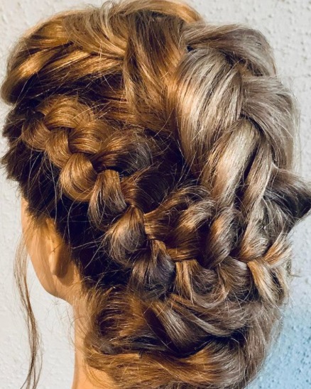 Image of  Women's Hair, Balayage, Hair Color, Blonde, Long Hair (Upper Back Length), Hair Length, Bridal Hair, Hairstyle, Braid (Boho Chic)