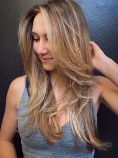 View Women's Hair, Blowout, Balayage, Hair Color, Blonde, Foilayage, Highlights, Long, Hair Length, Layered, Haircuts, Protective, Hairstyles - brooke & courtney, Tampa, FL