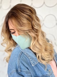 View Women's Hair, Balayage, Hair Color, Blonde, Hair Length, Medium Length, Beachy Waves, Hairstyles - Courtney Mang, Clarence, NY