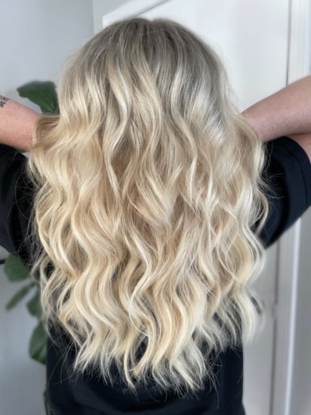Image of  Women's Hair, Blonde, Hair Color, Layered, Haircuts, Beachy Waves, Hairstyles, Hair Extensions