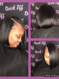 View Haircut, Blunt (Women's Haircut), Short Hair (Chin Length), Hair Length, Women's Hair, Smoothing , Silk Press, Weave, Hairstyle, Protective Styles (Hair) - Tiffany Dingleel, Baltimore, MD