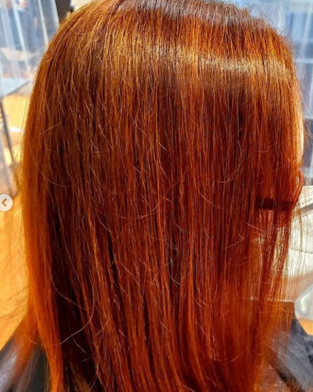 Image of  Women's Hair, Full Color, Hair Color, Red, Medium Length, Hair Length, Straight, Hairstyles