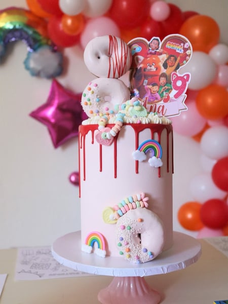 Image of  Cakes, Occasion, Birthday, Children's Birthday, Mother's Day, Holiday, Color, Glitter, Pastel, Pink, Red, Icing Type, Buttercream, Theme, Movies, Character