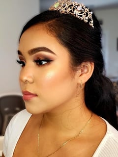 View Makeup, Olive, Skin Tone, Daytime, Look, Evening, Glam Makeup, Bridal, Black, Colors, Brown, Glitter, Gold, Pink, White - Iliana Sawtelle, Fletcher, NC