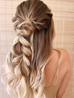 View Women's Hair, Curls, Bridal Hair, Braid (Boho Chic), Hairstyle, Beachy Waves - Hanna Quinn, Temecula, CA