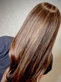 View Blowout, Long Hair (Mid Back Length), Hair Length, Highlights, Hair Color, Women's Hair - Andrea Irish, Tampa, FL