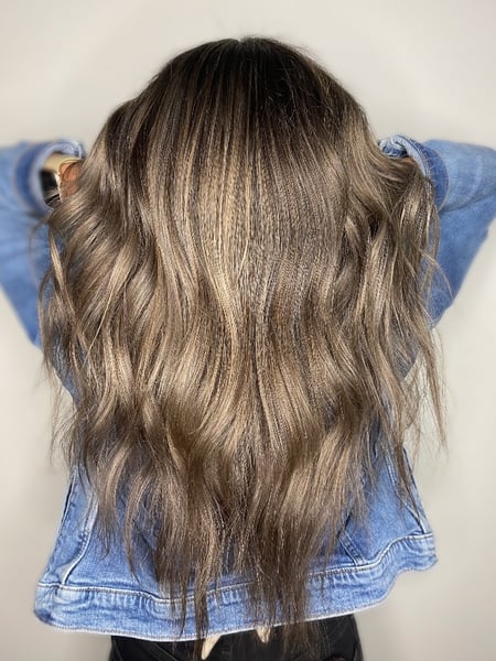 Image of  Blowout, Women's Hair, Beachy Waves, Hairstyles, Balayage, Hair Color, Foilayage, Brunette, Long, Hair Length