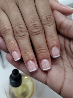 View Manicure, Treatment, Paraffin Treatment, Nail Shape, Squoval, Nail Art, Hand Painted, Nail Style, French Manicure, White, Nail Color, Beige, Nail Length, Short, Nail Finish, Gel, Nails - Naroly Beltre, West Nyack, NY