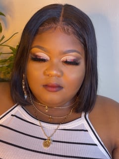View Makeup, Skin Tone, Brown, Dark Brown, Look, Glam Makeup, Red Lip, Colors, Glitter, Red, Brown - Nasia Shields, Strongsville, OH