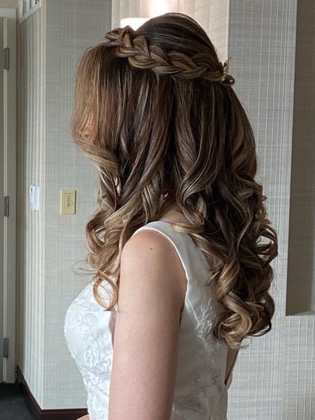 Image of  Women's Hair, Hairstyles, Bridal, Boho Chic Braid, Curly, Updo