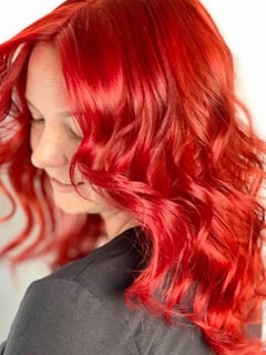 View Women's Hair, Fashion Color, Hair Color, Red, Medium Length, Hair Length, Beachy Waves, Hairstyles - Carla Dasilva, Hudson, MA